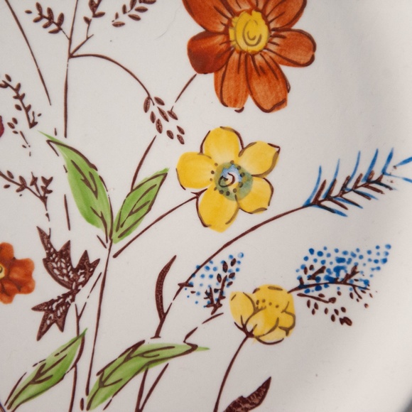 Set of 2 Vintage Lunastone Forest Flower Floral Stoneware 10 5/8" Dinner Plates - Picture 2 of 12